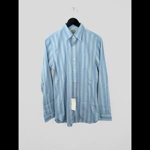 NEW RRL DOUBLE RL RALPH LAUREN Men's Sz S / 15 Striped Workwear Shirt Blue